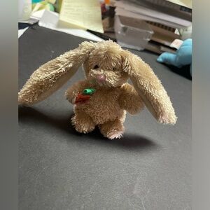 Itty Bitty Brown Floppy Ear Soft Plush Bunny Holding Carrot